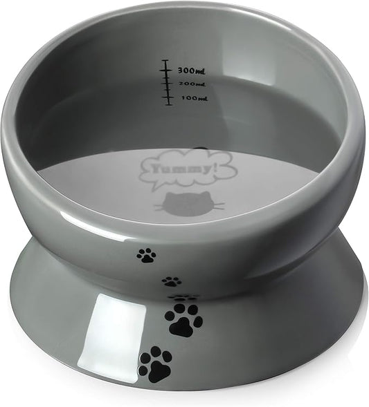 Y YHY Elevated Cat Food Bowl, Raised Pet Food and Water Bowl, Ceramic, 15oz