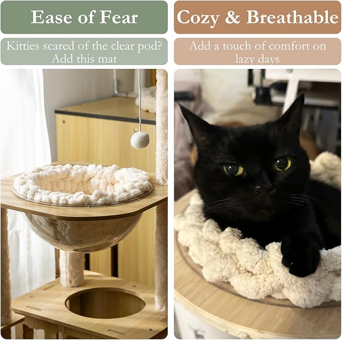 Cat Self-Warming Knitted Bed Mat, Extra-Soft Warm Round Washable Pads Cushions for Indoor Kittens & Kitty Small Pets Cat Trees (Blue-Grey,X-Large)