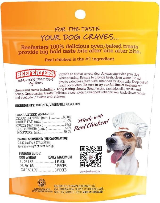 Beefeaters Chicken Jerky Strips for Dogs – Dog Treat. 100% Real Chicken Breast, Grain-Free, No Additives, Perfect for Training & Healthy Growth, Allergy-Friendly