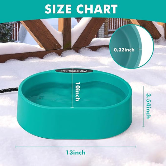 Large Heated Pet Water Bowl for Dogs,Cats,Chicken, Heated Dog Water Bowl Outdoor Heated Water Bowl for Cat, 3.7L Heated Dog Bowl-Keep Water Warm in Winter, 35W Thermostatic Control and Anti Chew Cord