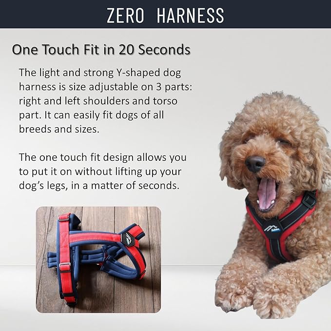 [白山:Hakusan] Zero Dog Harness Basic Type, Safe - No chocking/Hard to Disconnect, Great fit - Easy Put on and Off/Adjustable, Reflector, M - Medium Dog, Two-Tone Pink x Pink