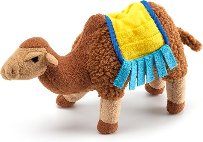Wagorific Snuffle Dogs Toys Plush Stuffed Puppy Toy No Squeaky Treat Hide for Large, Medium, Small Dogs and Puppies Slow Feeder, Machine Washable, Pet Supplies Toys for Dogs to Keep Them Busy, Camel
