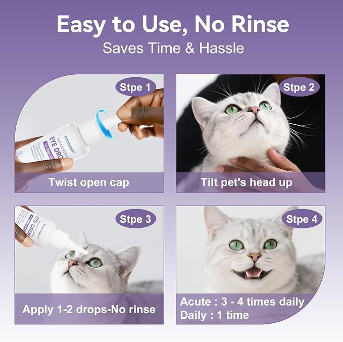 Enredadera Cat Eye Drops, Vet-Approved Dog Eye Infection Treatment for Tear Stain Remover&Pink Eye Relief, Gentle Plant-Powered Pet Eye Drops for Dog and Cat, Dog Conjunctivitis Eye Drop for Infection