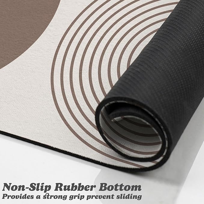 Dog Food Mats for Floors Waterproof, Cat Water Bowl Mats Pet Feeding Absorbent Mat Placemats for Food and Water Brown Bohemia 17 * 30 inch