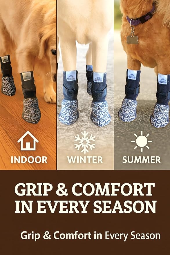 Pupparel Premium Non-Slip Dog Socks, Double-Sided Grips, Adjustable Strap, 5 Sizes XS-XL (Medium)