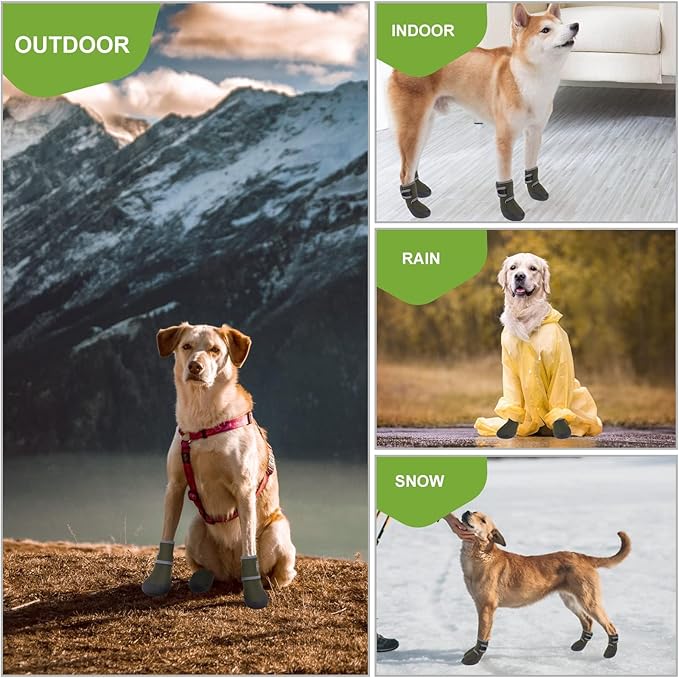 EXPAWLORER Waterproof Dog Shoes for Small Medium Large Dogs, Dog Shoes for Cold Winter, Hiking Walking, Reflective Dog Booties for Outdoor Snow Rain Days, Anti-Slip Dog Boots & Paw Protectors