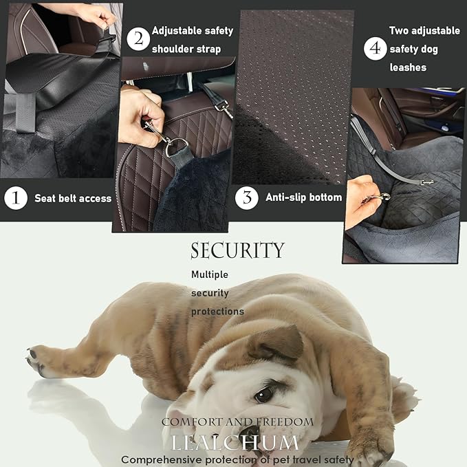 Lealchum Dog Booster Car Seat for Small/Medium Dogs,Soft Puppy Portable Car Seat with Elevated Cushion,Fits in Front/Back Seat,Fully Detachable and Washable,Easy to Install (Pink, Medium)