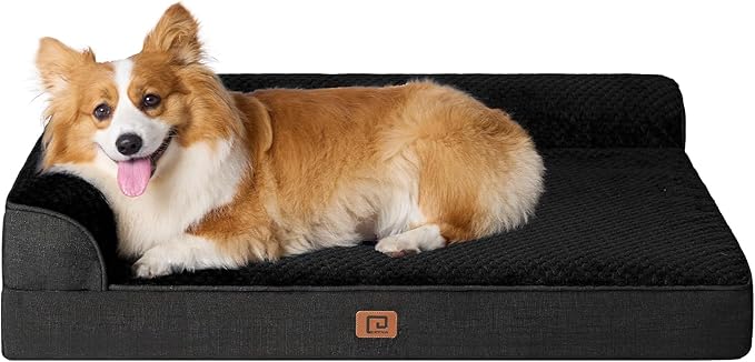 EHEYCIGA Memory Foam Dog Bed Large Sized Dogs, Pet Bed for Large Dog for Crate with Waterproof Liner, Pet Couch Bed Orthopedic with Washable Removable Cover, 35x22x6 Inches, Black