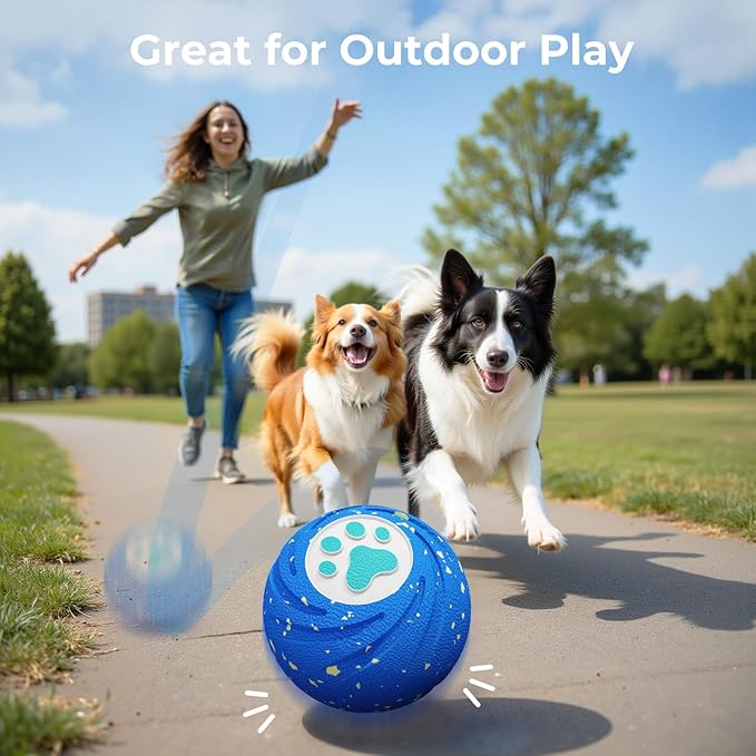Lovkid Smart Interactive Dog Toys Ball - Durable E-TPU Material for Aggressive Chewers, 3 Play Modes to Keep Them Busy, Pet Gift for Medium and Large Dogs, Indoor & Outdoor Use (Blue)