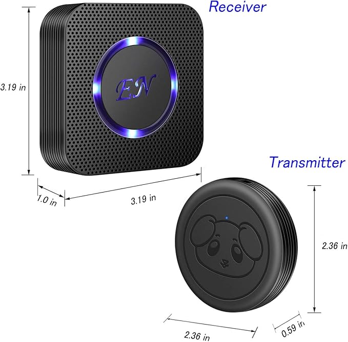 EverNary Dog Door Bell, Wireless Dog Doorbells for Potty Training,Doggie Door Bell with Waterproof Touch Button, Door Bells for Dog to Go Outside (1 Receiver and 4 Transmitters)
