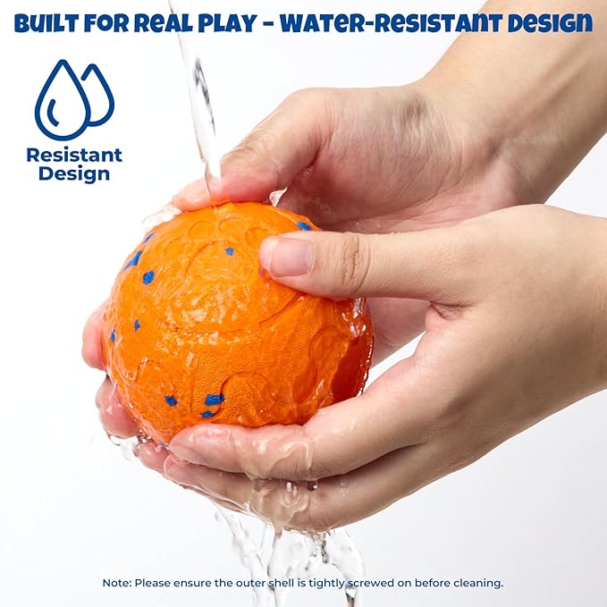 Fsitego Dog Balls: Interactive Dog Ball Auto Rolling - Interactive Dog Toys for Aggressive Chewers - Bouncy & Throwable, Type-C Rechargeable, Washable, for Small & Medium & Large Dogs – Orange
