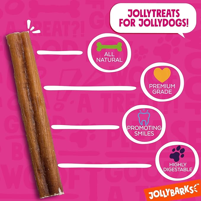 Jolly Barks 6 Inch Bully Sticks for Small Dogs | Odorless High Protein Single Ingredient Dog Treat (20 Pack)