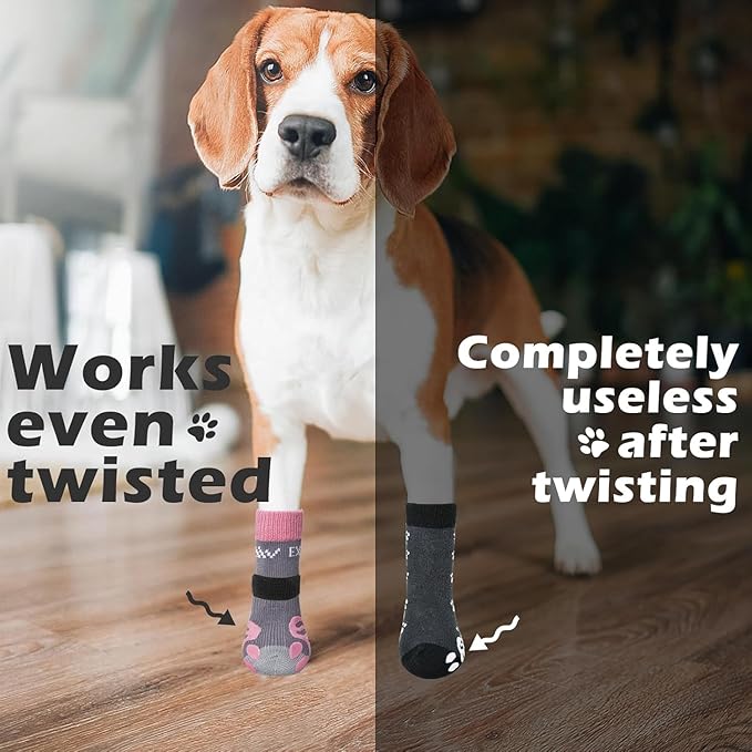EXPAWLORER 6PCS Anti-Slip Dog Socks to Prevent Licking Paws,Dog Shoes for Hot Pavement,Best Paw Protector Traction Control on Hardwood Floor,Dog Booties for Puppy Small Medium Large Senior Dogs