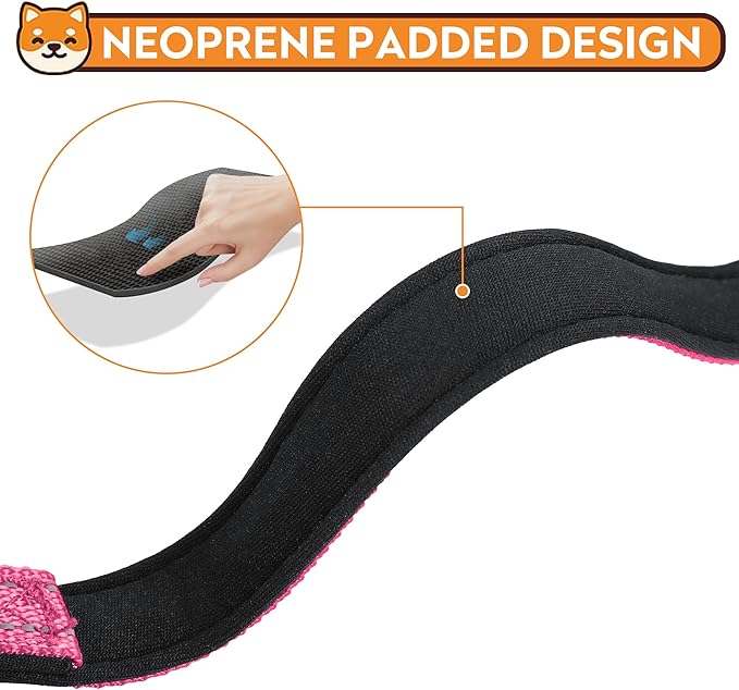 Reflective Dog Collar, Adjustable Soft Neoprene Padded Nylon Pet Collars with Buckle for Puppy and Small Dogs, Cats, Hotpink,XS