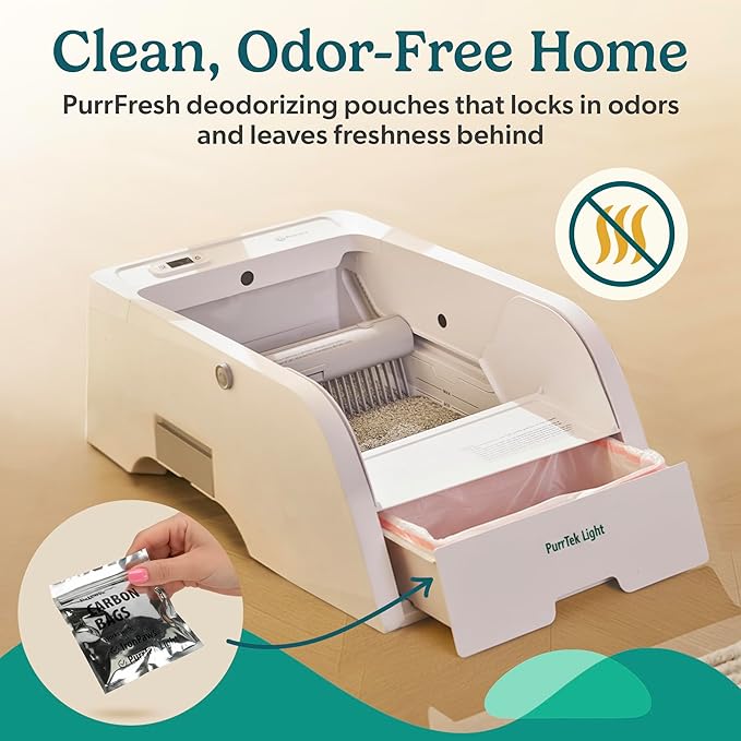 Self Cleaning Litter Box with Auto Safety Sensors for Multiple Cats - Automatic Cat Litter Box Self-Cleaning - Covered Ultra Odor Removal - Smart APP Control - Compatible On All WiFi - Electric Robot