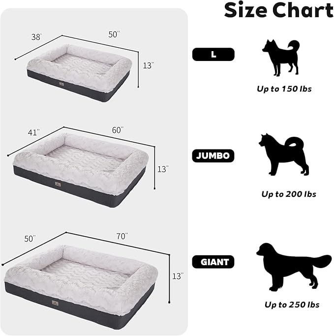 Memory Foam XL Dog Bed for XLarge Sized, Extra Large Orthopedic Dog Sofa with Sides and Waterproof Liner, Washable Bolster Pet Bed Couch with Removable Cover, 50x38x13 Inch, Beige