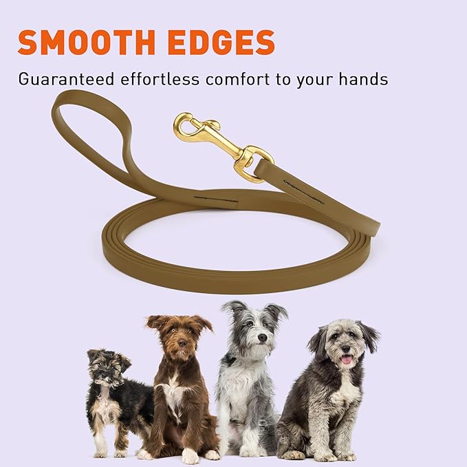 Viper Biothane K9 Working Dog Leash Waterproof Lead for Tracking Training Schutzhund Odor-Proof Long Line with Solid Brass Snap for Puppy Medium and Large Dogs, 10ft Coyote Brown