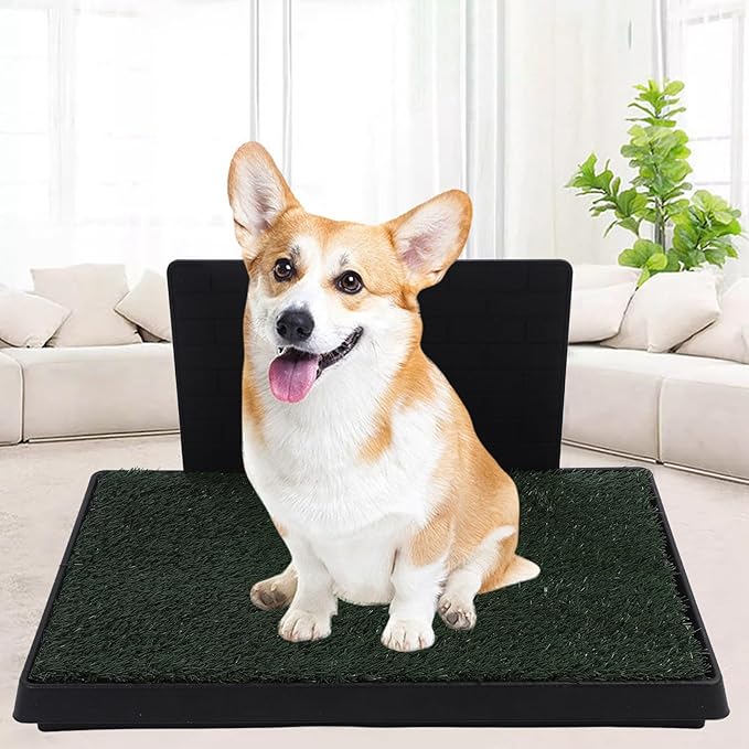 Grass Pad for Dogs, Fake Grass Potty Tray Compact Portable Three Layer Leak Proof Design Easy to Clean Realistic, Dog Pee Grass for Indoor Outdoor Potty Training Toilet
