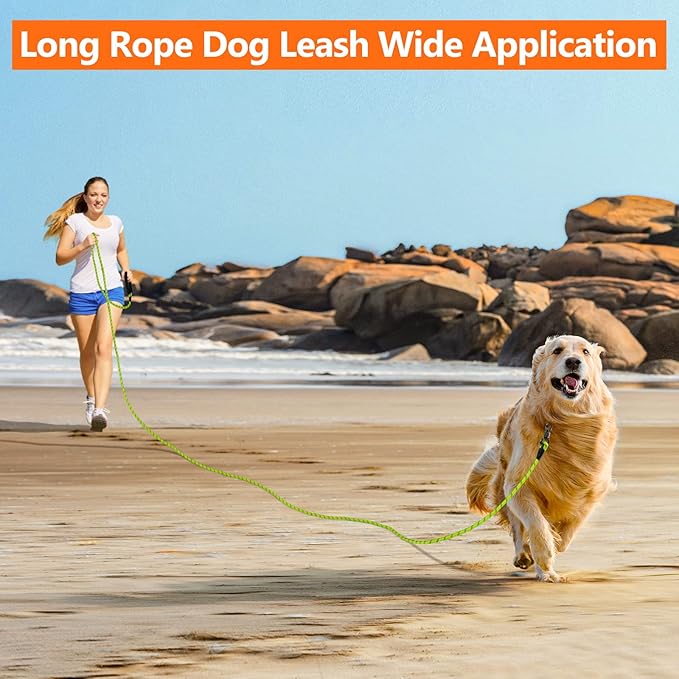 NTR Heavy Duty Large Dog Leash, Reflective Leash with Swivel Lockable Hook and Comfortable Padded Handle, Puppy for Walking, Hunting, Camping, Backyard Small Medium Dogs, Green, 30ft*1/2''