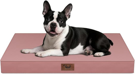 Outdoor Orthopedic Dog Bed for Medium Dogs & Cats, Waterproof Flat Pet Mat with Egg Crate Foam & Washable Removable Oxford Cover, 30x20 Inch, Pink