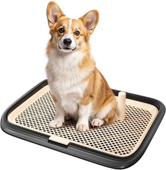 Dog Potty Tray, 23.6"x17.7" Indoor Pet Pee Pad Holder,Puppy Training Holder,Bathroom Dog Litter Box, Pet Toilet for Small and Medium Dogs,Housebreaking Supplies, Pet Products(Black)