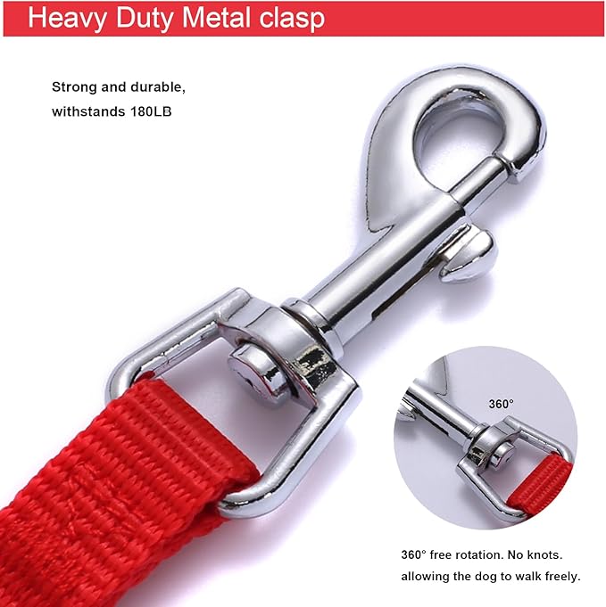 Siumouhoi 6 FT Puppy Leashes, Strong Traditional Style Leash with Easy to Use Collar Hook,Dog Lead Great for Small and Medium and Large Dog (Red, 5/8 in x 6 ft)
