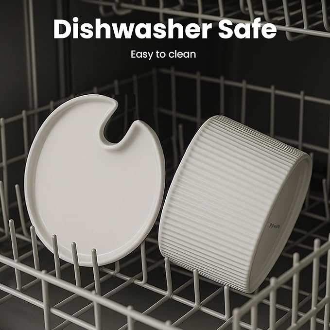 PawsPik Ceramic Serenity Pet Water Fountain – Faucet-Style Spout, Quiet Motor, 5-Layer Filter – BPA-Free Ceramic Bowl for Dogs & Cats, 9-Cup, White