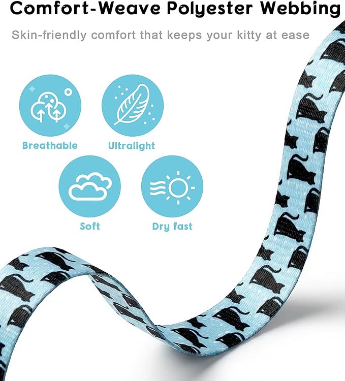 Halypet 2-Pack Cat Harness and Leash Set, Escape Proof 3-in-1 Adjustable Harness for Cats, Soft Lightweight, Easy On & Control for Walking, Travel & Outdoor Use, Medium (Navy & Blue)