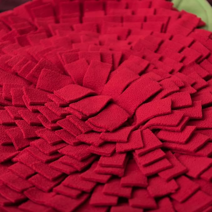 Pet Snuffle Mat for Dogs, Adjustable Interactive Puzzle Toy for Boredom, Encourages Natural Foraging Skills, Mental Stimulation & Stress Relief for Cats Dogs 22x18 Inch (Red Apple)