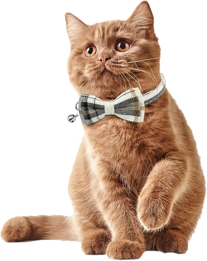 KUDES 2 Pack Cat Collars Set, Cat Collar Breakaway with Cute Bow Tie and Bell, Adjustable from 7.5-10.8 Inch, Soft and Comfortable for Kitten and Some Puppies