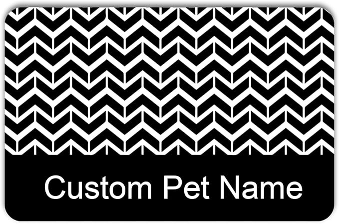 Personalized Dog Cat Food Mat - PU Non-Slip Bottom, Waterproof, Custom Pet Bowl Mat for Food and Water (Wave)