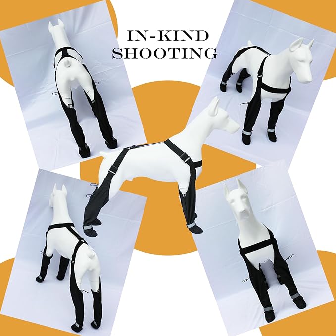 yucca Dog Suspender Booties, Paw Boot Leggings Anti-Slip, Pet Snow Pants with Attached Boots Waterproof, Adjustable Suspender Shoes for Dogs Winter Snow Rain Hiking Paws Protector