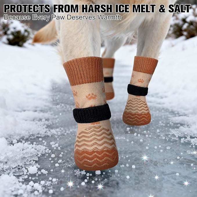 EXPAWLORER 6Pcs Anti Slip Dog Socks to Prevent Licking Paws, Dog Shoes for Winter, Double Sides Dog Boots & Paw Protectors Booties for Hardwood Floors with Grippers Small Medium Large Senior Dogs, M