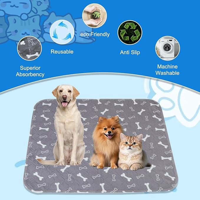 Puppy Pee Pads for Dogs, Reusable Puppy Pads with Pheromones, Washable Pee Pads for Dogs & Cats, Leak-Proof & Anti-Slip Pet Training Pads, Fast Absorbent for Home/Travel (M)