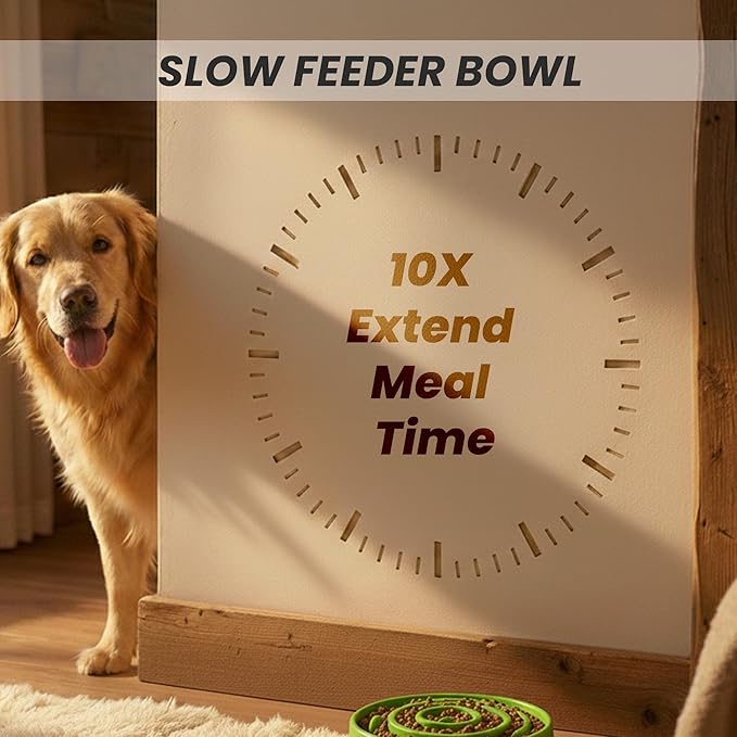 Slow Feeder Dog Bowl for Small and Large Dogs – Anti-Gulping Non-Slip Maze Bowl to Improve Digestion and Reduce Bloat (Green, Large)