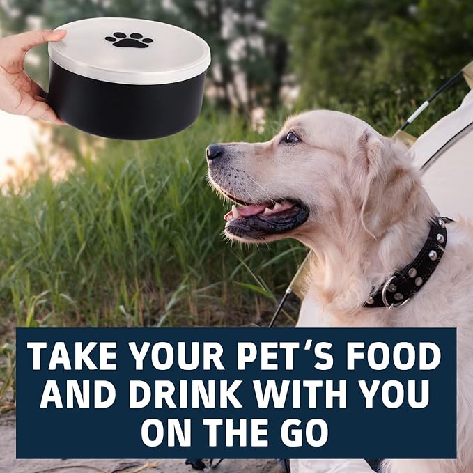 IMPRESA Silicone Dog Bowl Covers - Airtight & Watertight Lids for Dog Bowls - Dishwasher-Safe Silicone Lid - 8-Inch, White & Black, Pack of 2