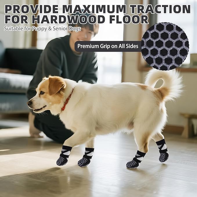 KOOLTAIL Dog Socks for Hot/Cold Pavement, Breathable & Warm Dog Socks to Prevent Licking Paws, Non Slip Pet Boots & Paw Protectors for Hardwood Floor,Grippy Shoes for Small Medium Large Senior Dogs