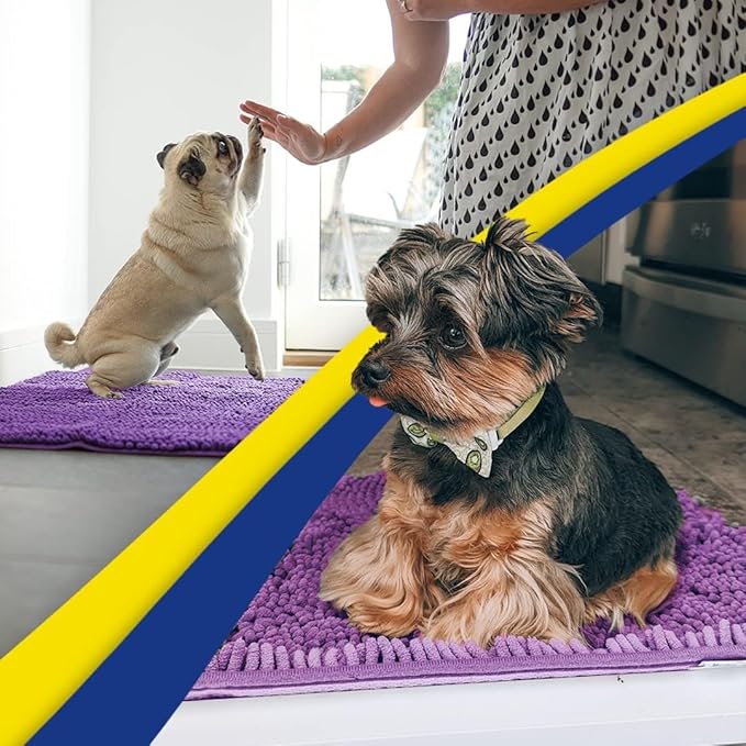 Muddy Mat® | Super Absorbent Door Mat Indoor, Microfiber Quick Dry Chenille Entryway Rug, Non-Slip Front Door Mat, Indoor Mats for Entryway, Machine Washable Pet Rug, Purple 24"x35"