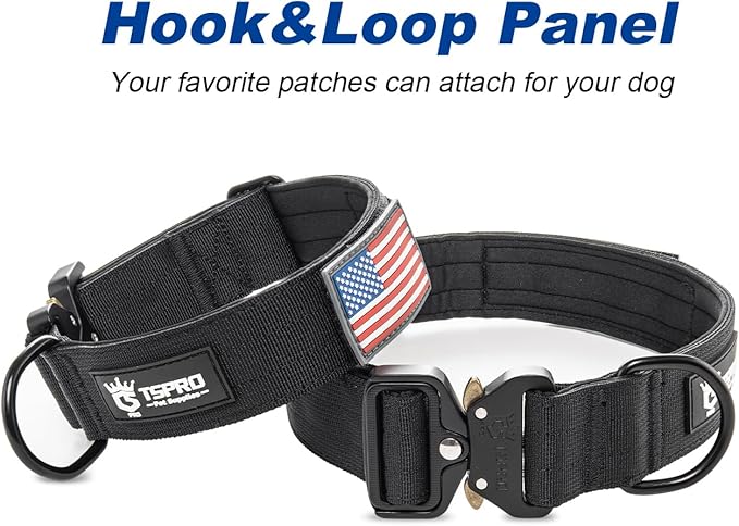 TSPRO Premium Dog Collars Tactical Dog Collar with Patch and Heavy Duty Quick-Release Metal Buckle Durable Thick and Adjustable for Medium to Large Dogs (Camo Cyan M)