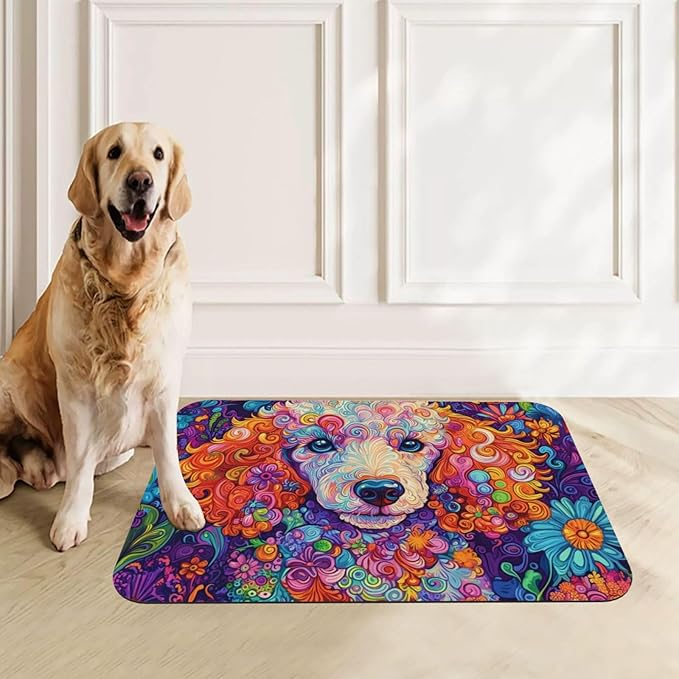 Poodle Food Mat for Floors Waterproof,Quick Dry Anti-Slip Dog Bowl Mats for Food and Water,Pet Feeding Mats,Pet Placemat for Messy Drinkers to Protect Floors,Pets Supplies 23.62×15.75in
