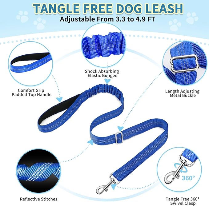 SlowTon No Pull Small Dog Harness and Leash Set, Puppy Soft Vest Harness Neck & Chest Adjustable, Reflective Lightweight Harness & Anti-Twist Pet Lead Combo for Small Medium Dogs (DB-Front Clip, XS)