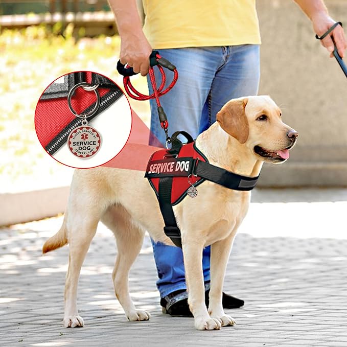 VOOPET Service Dog Vest Harness+ ID Tag and Leash Set+6 Patches,No Pull&Adjustable Reflective Dog Harness for Training,Suitable for Small Medium and Large Dogs.