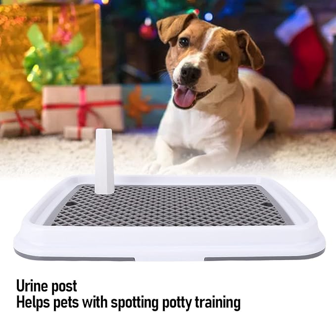 Pee Pad Holder for Dog,with Grate Odor Proof Easy to Clean Plastic Pee Pad Pet Potty Tray for Small Dogs (Grey)