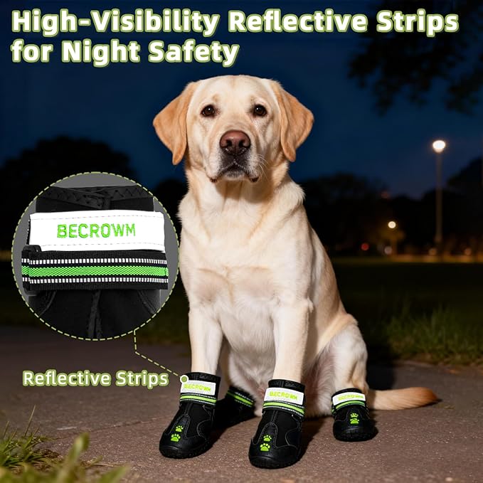 BECROWM Dog Shoes&Dog Boots for Small,Medium,Large Dogs,Waterproof Non-Slip Shoes for Winter&Hiking,Adjustable Paw Protection, for Dogs(#1(width1.77inch) for 15-22 lbs)