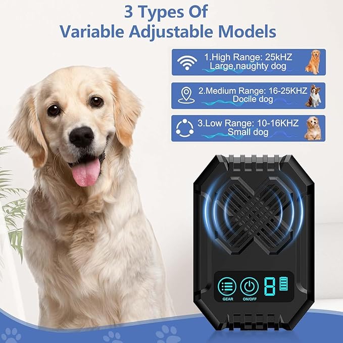 Anti Barking Devices, Dog Bark Deterrent Device 3 Adjustable Modes, Ultrasonic Dog Bark - Rechargeable Long Range 50FT Dogs Barking Control Devices for Indoor Outdoor