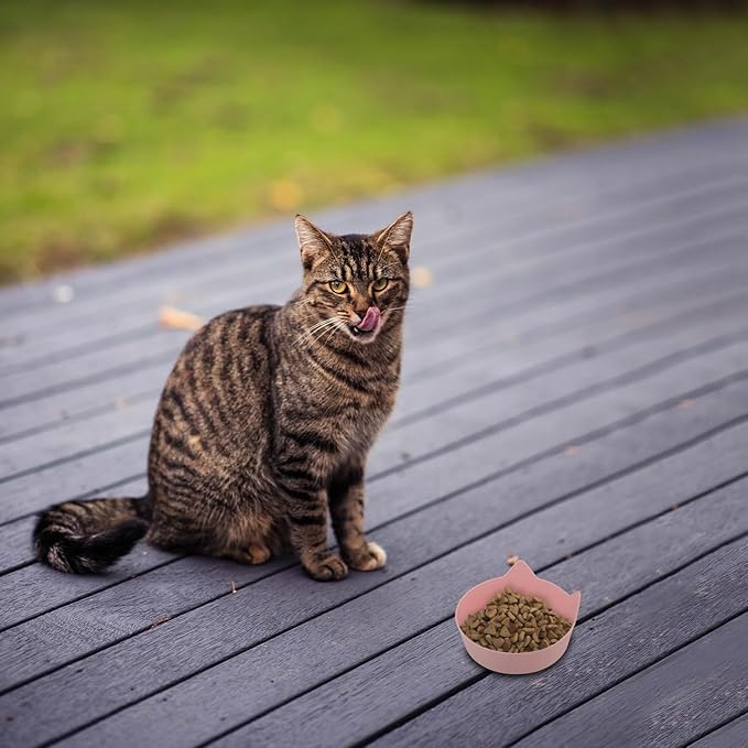 Gadpiparty Cat Bowl Slow Feeder Non-Slip Small Kitten Dish Candy Color Shallow Cat Food Bowl with Cute Ear Design for Healthy Eating and Anti-Choking Feeding Supplies