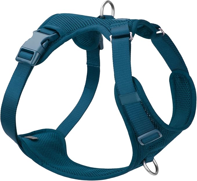 No Pull Dog Harness for Small Medium Large Dogs - Adjustable 2 Layer Mesh Dog Vest with Dual Clip, Escape Proof, Quick Release, Lightweight Breathable Mesh for Walking Hiking (Prussian Blue,S)