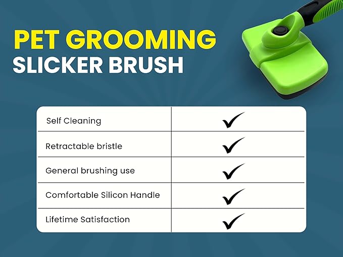 Self Cleaning Slicker Brush for Dogs & Cats – Dog Brush for Shedding, Deshedding Dog Brush, Dog Hair Brush for Long Haired Dogs