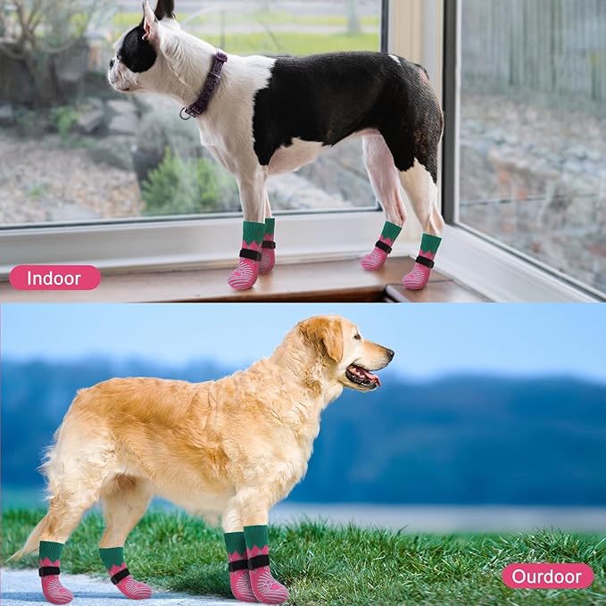 EXPAWLORER 6PCS Anti-Slip Dog Socks to Prevent Licking Paws,Dog Shoes for Hot Pavement,Best Paw Protector Traction Control on Hardwood Floor,Dog Booties for Puppy Small Medium Large Senior Dogs