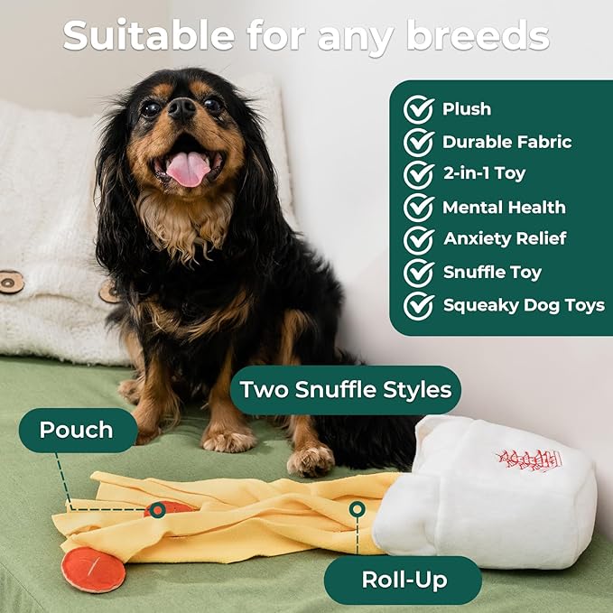 Wagorific Snuffle Dogs Toys with Squeaky Treat Hide, Medium, Small Dogs and Puppies Slow Feeder, Machine Washable, Pet Supplies Toys for Dogs to Keep Them Busy, take Out Box